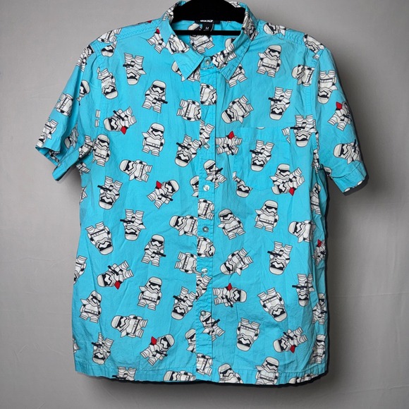 Disney Parks Other - Disney Parks Star Wars Stormtrooper Button Down Shirt Mens Medium Blue Cotton